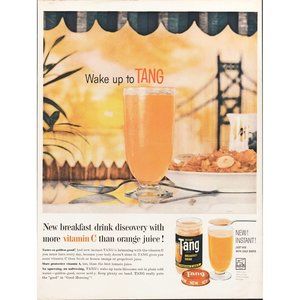 1959 Wake Up to TANG Breakfast Drink Vintage Print Ad Bistro Suspension Bridge